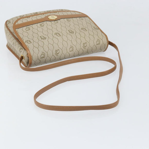 Christian Dior Honeycomb Canvas Shoulder Bag PVC Beige Gold Auth ka2352