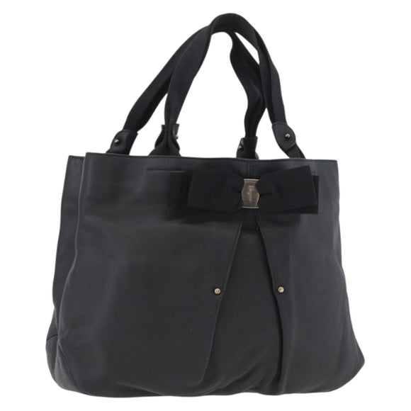 Salvatore Ferragamo Vara Ribbon Hand Bag Leather Black Auth ka2354