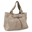 Salvatore Ferragamo Vara Ribbon Hand Bag Leather Gold Auth ka2355-1