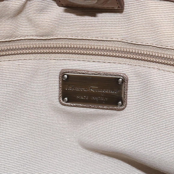 Salvatore Ferragamo Vara Ribbon Hand Bag Leather Gold Auth ka2355