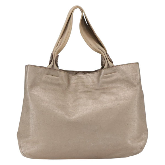 Salvatore Ferragamo Vara Ribbon Hand Bag Leather Gold Auth ka2355