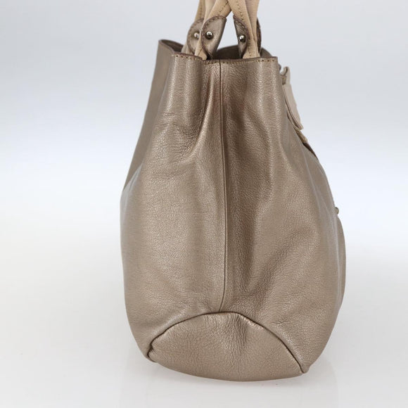 Salvatore Ferragamo Vara Ribbon Hand Bag Leather Gold Auth ka2355
