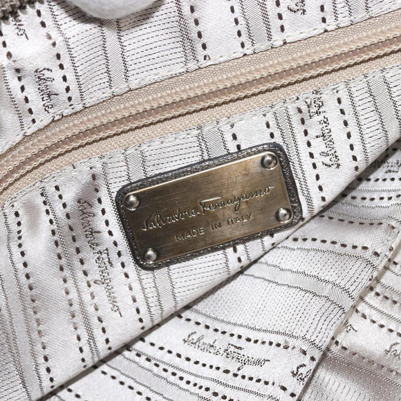 Salvatore Ferragamo Gancini Handtas Leer Goud Authentiek ka2356