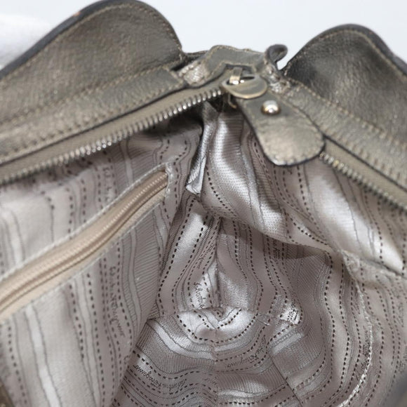 Salvatore Ferragamo Gancini Handtas Leer Goud Authentiek ka2356