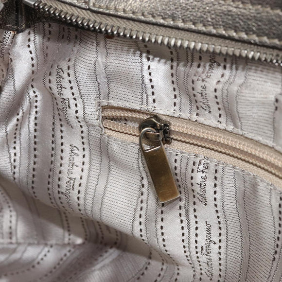 Salvatore Ferragamo Gancini Handtas Leer Goud Authentiek ka2356