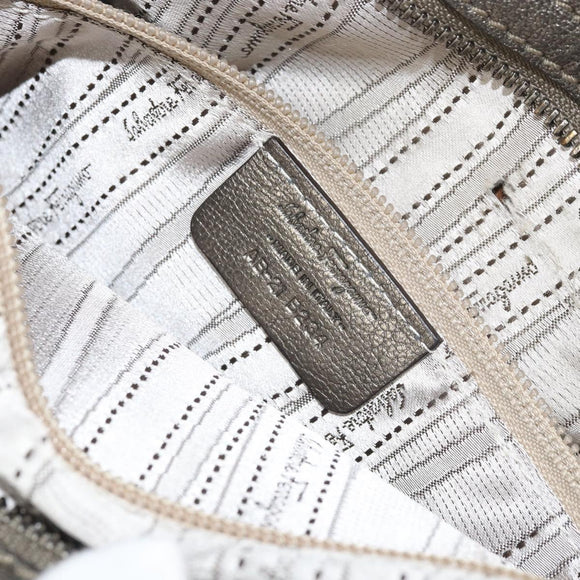 Salvatore Ferragamo Gancini Handtas Leer Goud Authentiek ka2356
