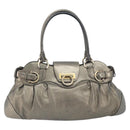 Salvatore Ferragamo Gancini Handtas Leer Goud Authentiek ka2356-13