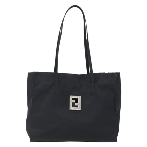FENDI Tote Bag Nylon Black Silver Auth ka2357
