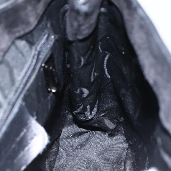 Salvatore Ferragamo Vala Shoulder Bag Leather Silver Black Auth ka2360