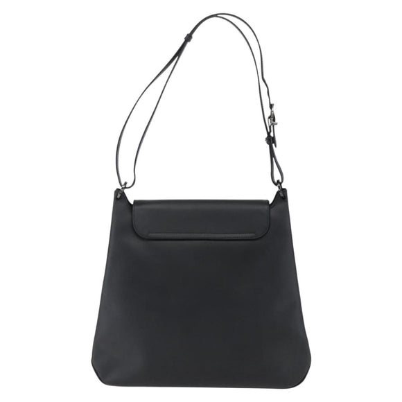 Salvatore Ferragamo Vala Shoulder Bag Leather Silver Black Auth ka2360