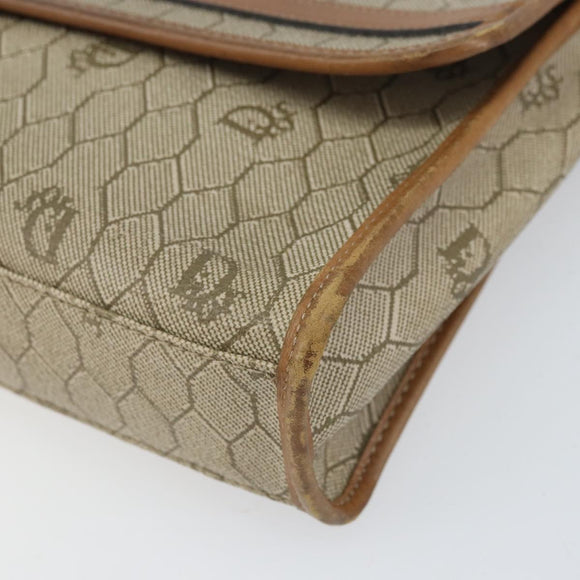 Christian Dior Honeycomb Canvas Shoulder Bag PVC Beige Gold Auth ka2361