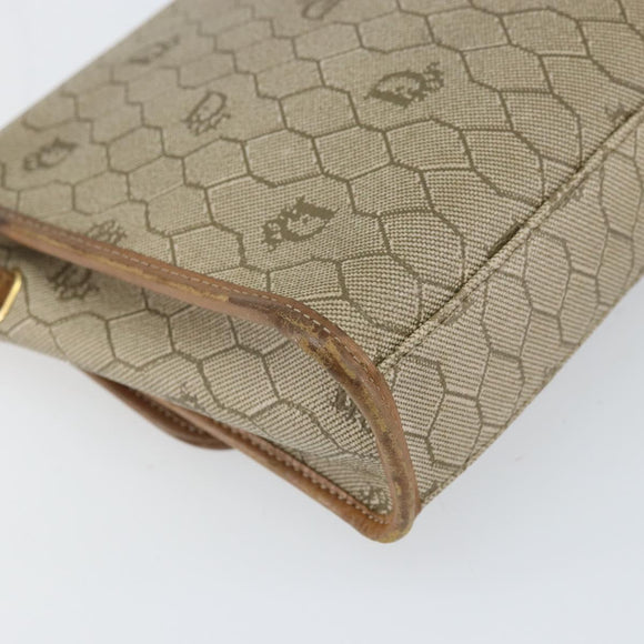 Christian Dior Honeycomb Canvas Shoulder Bag PVC Beige Gold Auth ka2361