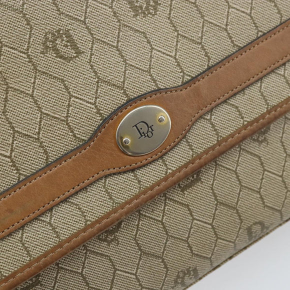 Christian Dior Honeycomb Canvas Shoulder Bag PVC Beige Gold Auth ka2361