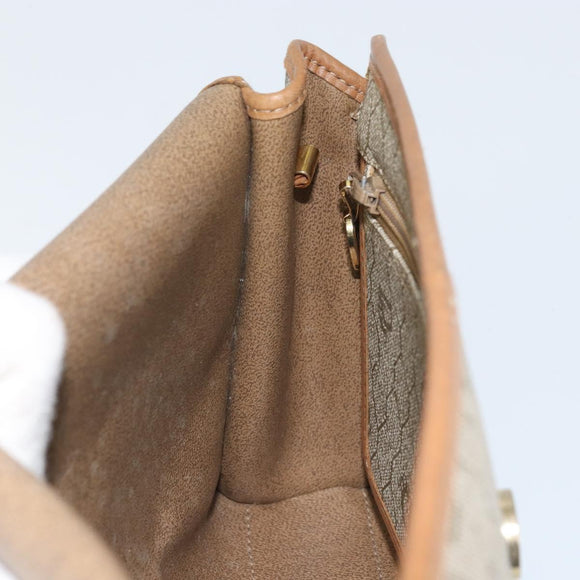 Christian Dior Honeycomb Canvas Shoulder Bag PVC Beige Gold Auth ka2361