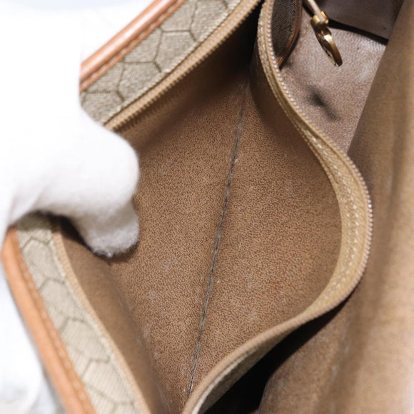 Christian Dior Honeycomb Canvas Shoulder Bag PVC Beige Gold Auth ka2361