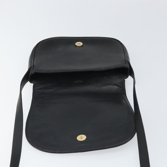 CELINE Macadam Canvas Shoulder Bag PVC Black Gold Auth ka2364
