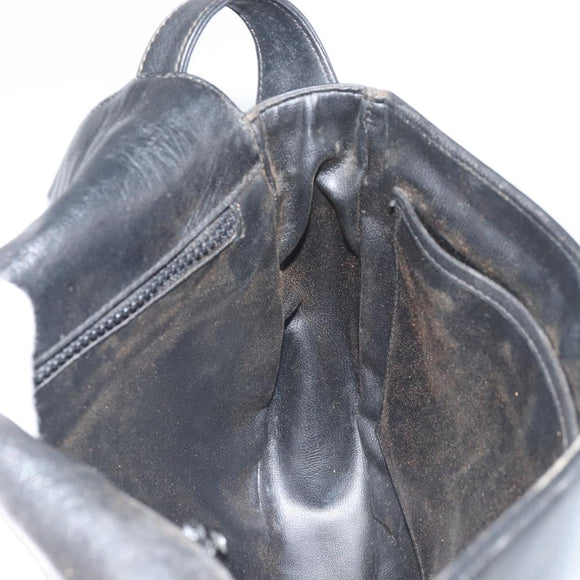 CELINE Macadam Canvas Shoulder Bag PVC Black Gold Auth ka2364