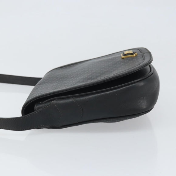 CELINE Macadam Canvas Shoulder Bag PVC Black Gold Auth ka2364