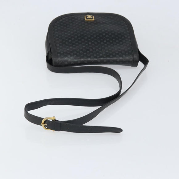 CELINE Macadam Canvas Shoulder Bag PVC Black Gold Auth ka2364