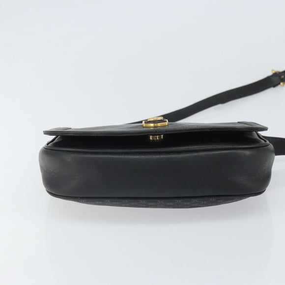 CELINE Macadam Canvas Shoulder Bag PVC Black Gold Auth ka2364