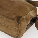 LOEWE Anagram Shoulder Bag Suede Beige Gold Auth ka2365-9