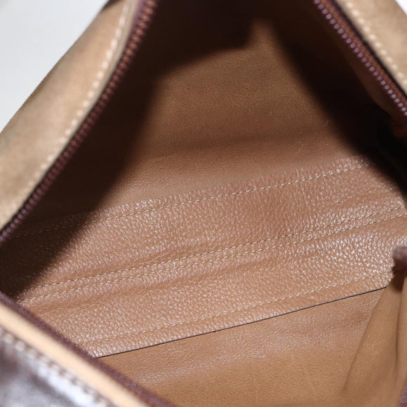 LOEWE Anagram Shoulder Bag Suede Beige Gold Auth ka2365