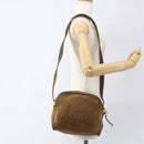 LOEWE Anagram Shoulder Bag Suede Beige Gold Auth ka2365-18