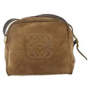 LOEWE Anagram Shoulder Bag Suede Beige Gold Auth ka2365-13