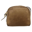 LOEWE Anagram Shoulder Bag Suede Beige Gold Auth ka2365-2