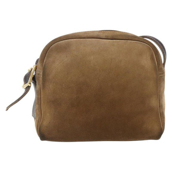 LOEWE Anagram Shoulder Bag Suede Beige Gold Auth ka2365