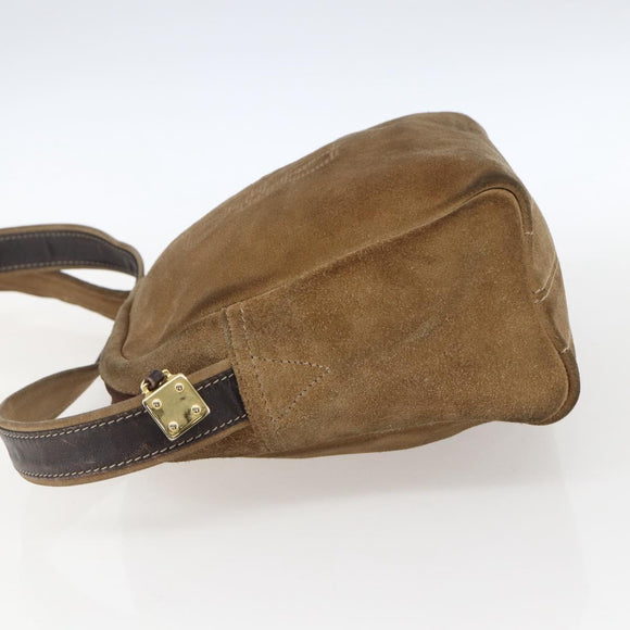 LOEWE Anagram Shoulder Bag Suede Beige Gold Auth ka2365
