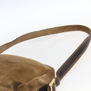 LOEWE Anagram Shoulder Bag Suede Beige Gold Auth ka2365-8