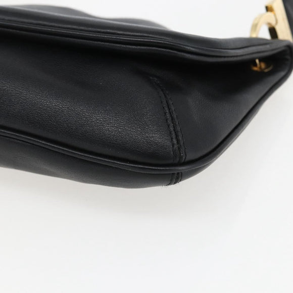 Salvatore Ferragamo Shoulder Bag Leather Gold Black Auth ka2367