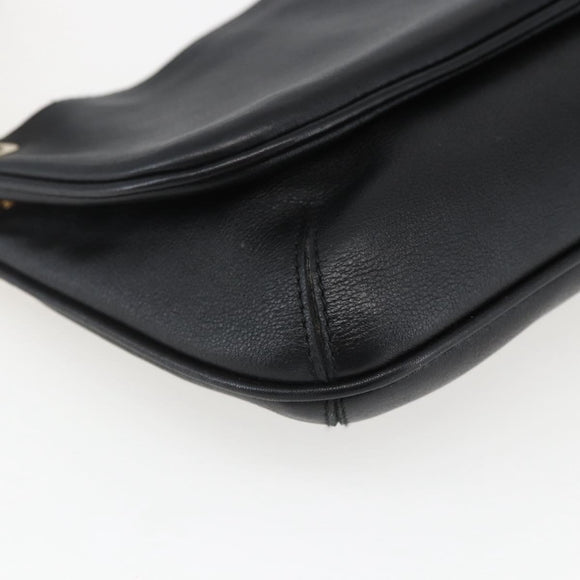 Salvatore Ferragamo Shoulder Bag Leather Gold Black Auth ka2367