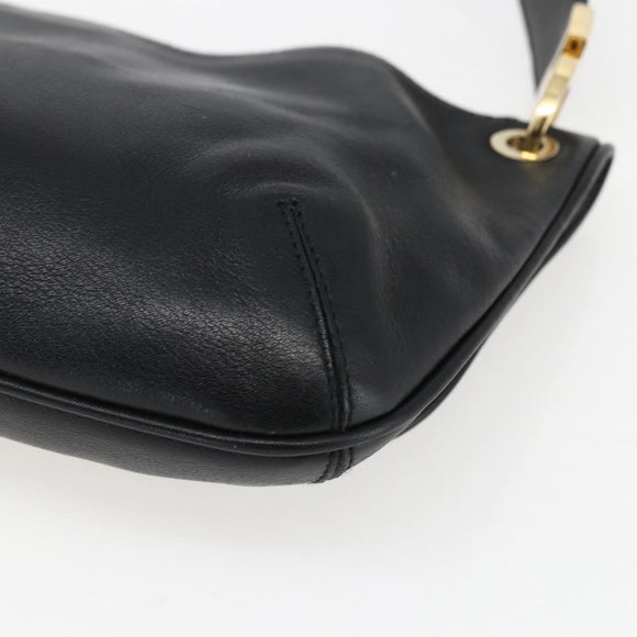 Salvatore Ferragamo Shoulder Bag Leather Gold Black Auth ka2367