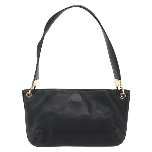 Salvatore Ferragamo Shoulder Bag Leather Gold Black Auth ka2367