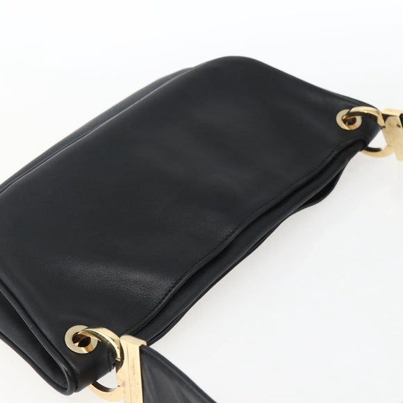 Salvatore Ferragamo Shoulder Bag Leather Gold Black Auth ka2367