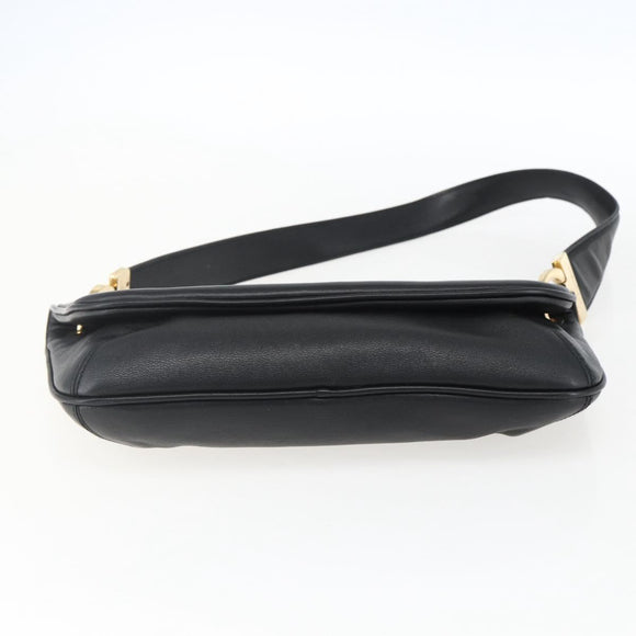 Salvatore Ferragamo Shoulder Bag Leather Gold Black Auth ka2367