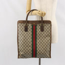 GUCCI GG Supreme Web Sherry Line Tote Bag PVC Beige Red 010 378 Auth ka2369-23