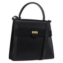 Salvatore Ferragamo Vara Ribbon Hand Bag Leather 2way Black Gold Auth ka2379-1