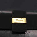 Salvatore Ferragamo Vara Ribbon Hand Bag Leather 2way Black Gold Auth ka2379-16