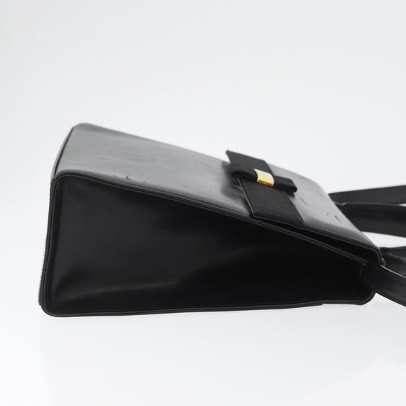 Salvatore Ferragamo Vara Ribbon Hand Bag Leather 2way Black Gold Auth ka2379