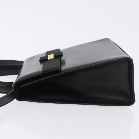 Salvatore Ferragamo Vara Ribbon Hand Bag Leather 2way Black Gold Auth ka2379