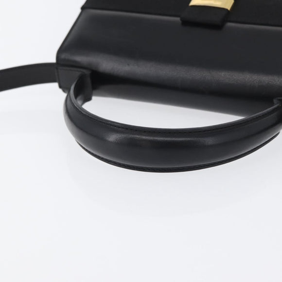 Salvatore Ferragamo Vara Ribbon Hand Bag Leather 2way Black Gold Auth ka2379
