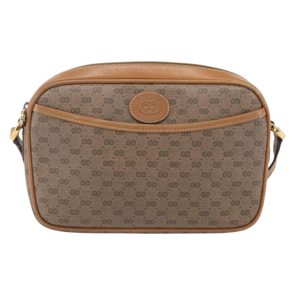 GUCCI Micro GG Supreme Shoulder Bag PVC Beige Gold 007 113 0095 Auth ka238