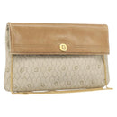 Christian Dior Honeycomb Canvas Shoulder Bag PVC Beige Gold Auth ka2388-1