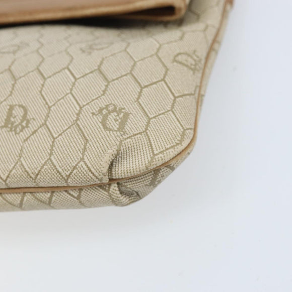 Christian Dior Honeycomb Canvas Shoulder Bag PVC Beige Gold Auth ka2388