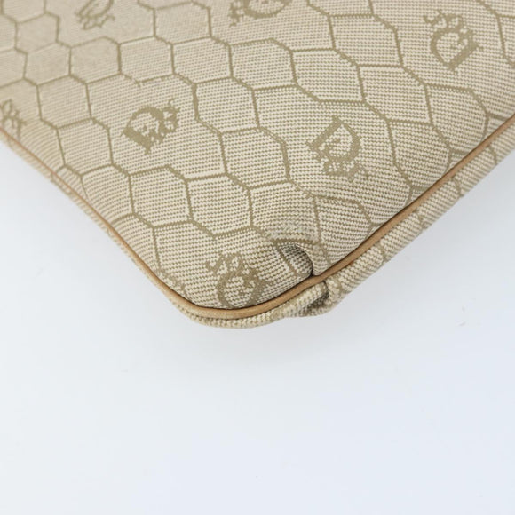 Christian Dior Honeycomb Canvas Shoulder Bag PVC Beige Gold Auth ka2388