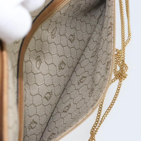 Christian Dior Honeycomb Canvas Shoulder Bag PVC Beige Gold Auth ka2388