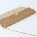 Christian Dior Honeycomb Canvas Shoulder Bag PVC Beige Gold Auth ka2388-6